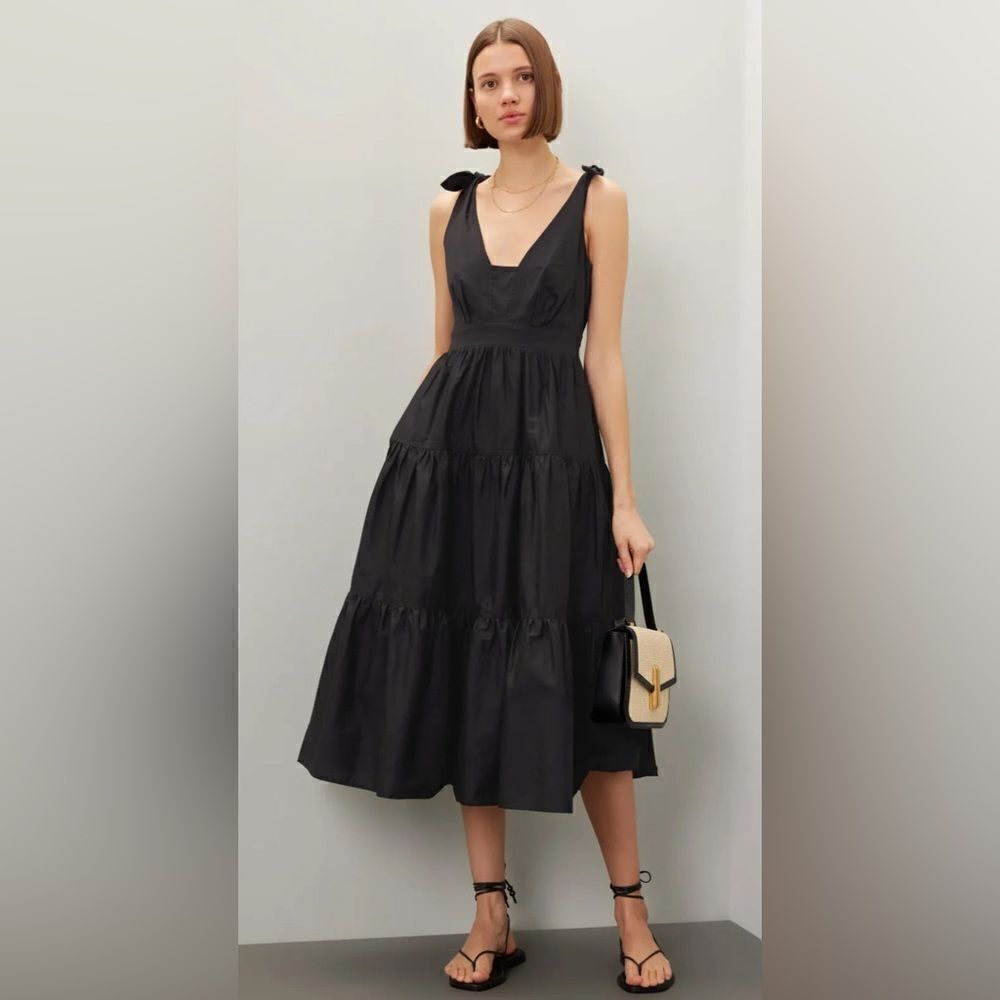 Derek Lam Collective Tie Shoulder Tiered Ruffle Dress Size Small